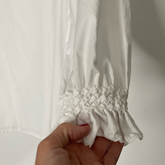 Lafayette 148 New York Beautiful Feminine White Eyelet Cotton Blouse size XL. - Picture 9 of 15